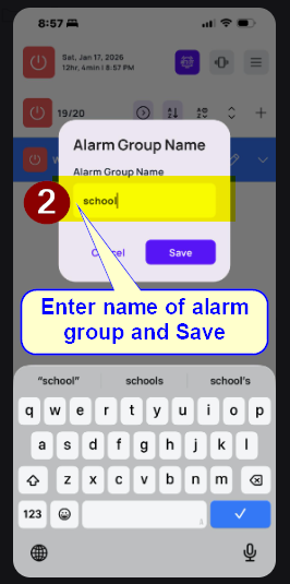 2. Enter Alarm Name