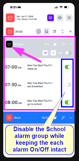 6. Disable and Enable Group Alarm